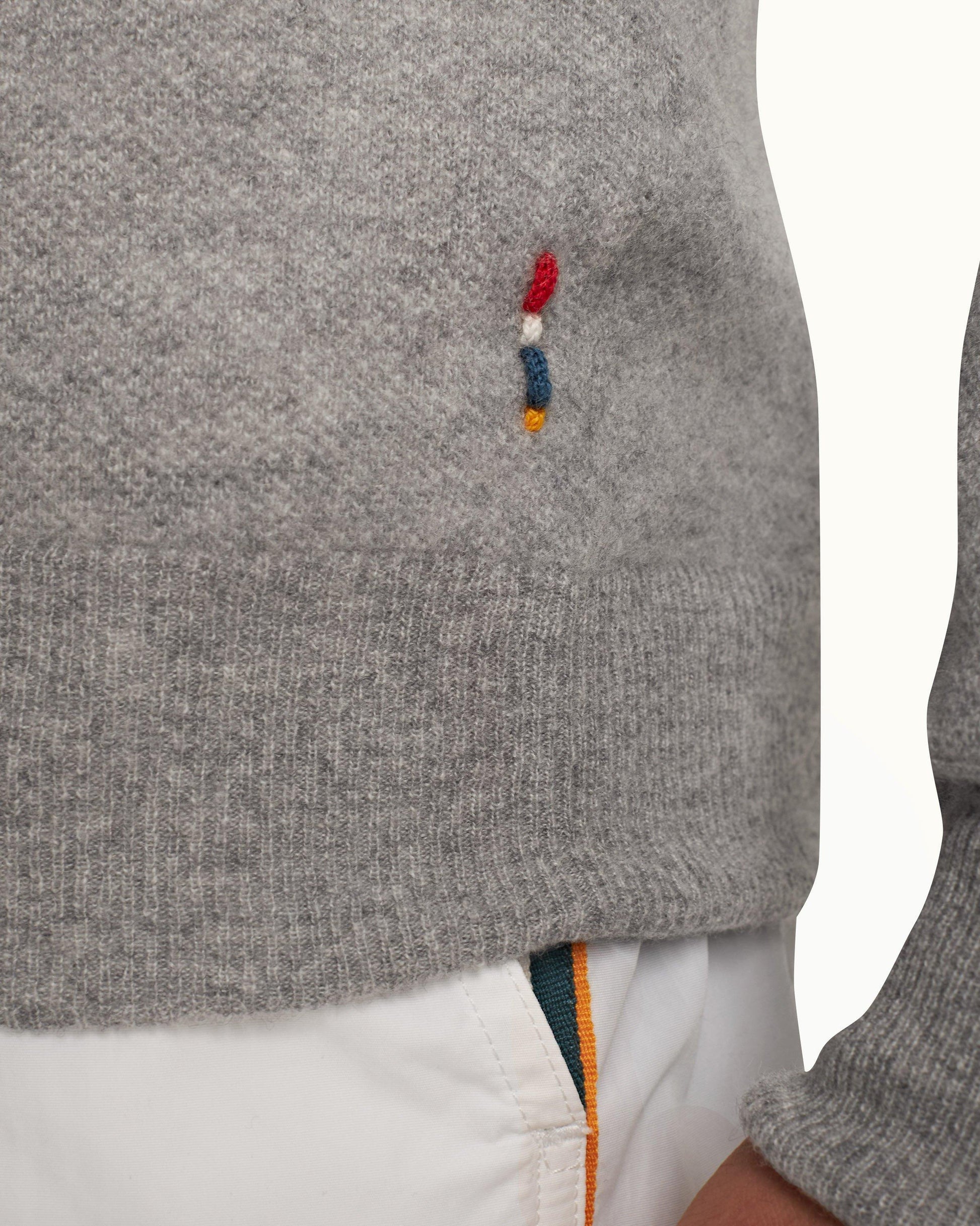 Bruno Cashmere - Mens Cinder Waffle Stitch Cashmere Polo Shirt Detail 1 View