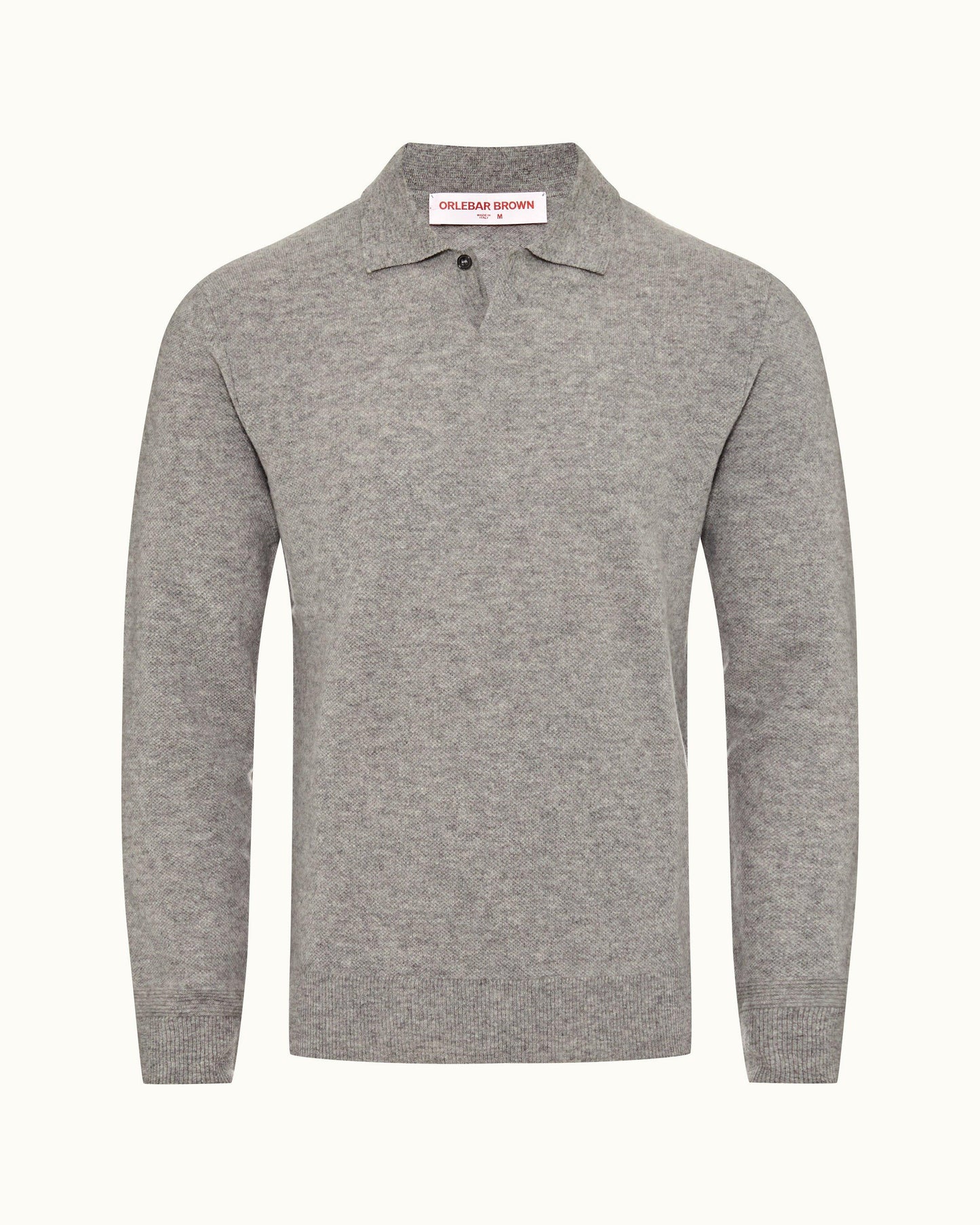 Bruno Cashmere - Mens Cinder Waffle Stitch Cashmere Polo Shirt Front View