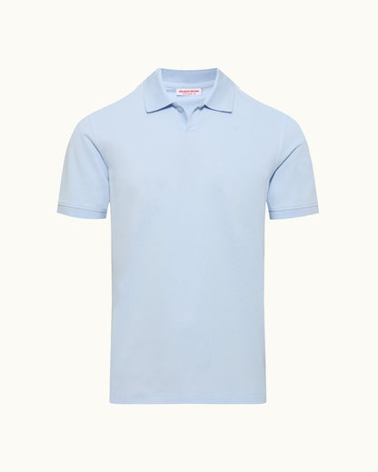 Light blue polo shirt on a white background