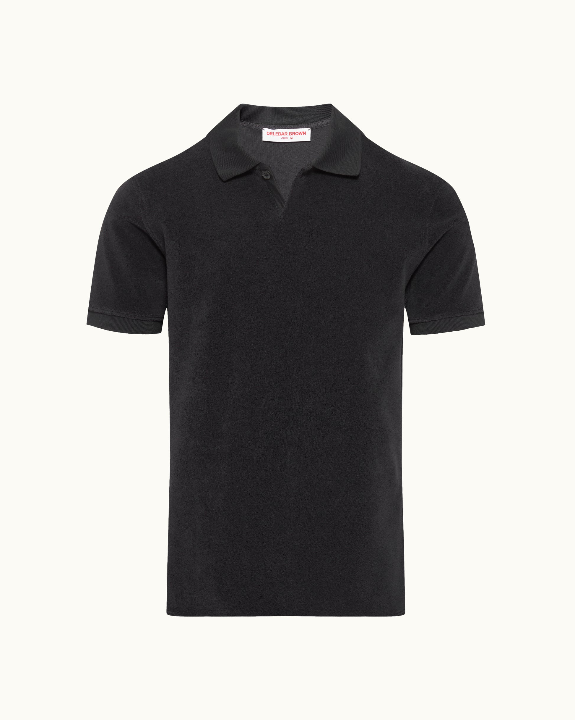Dark grey polo shirt on a white background