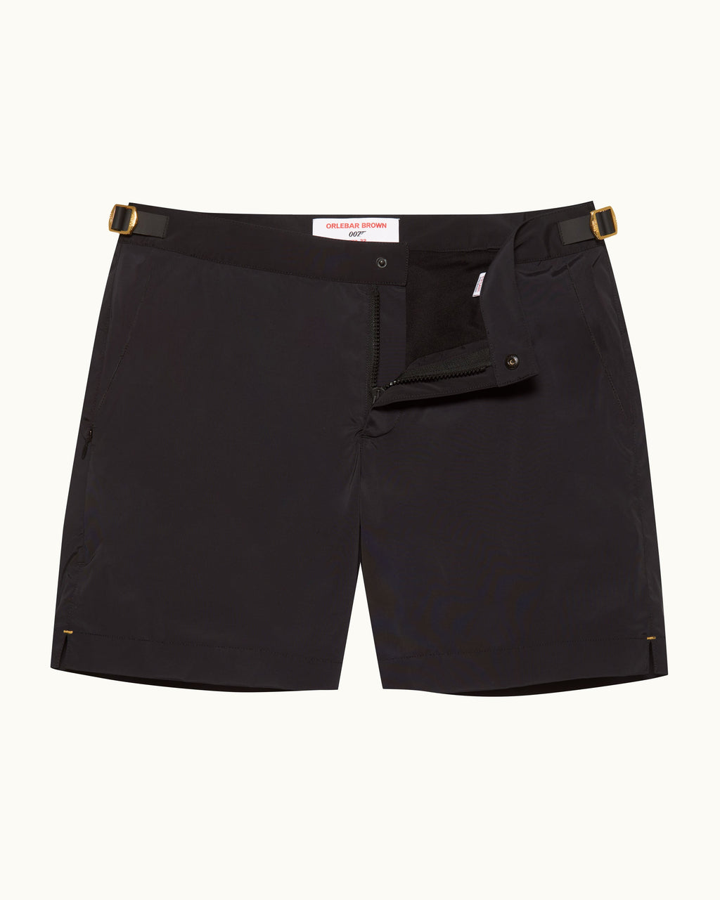 Bulldog - Mid-Length Auric Laser Swim Shorts in Black/Red Front