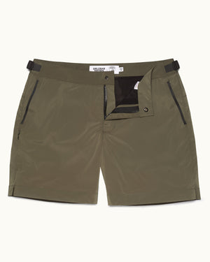 Bulldog Bonded - Verde Turbine 'Automobili Lamborghini' Logo Bonded Tape Mid-Length Swim Shorts Front