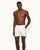 Bulldog - Mens Mid-Length Border Tape Swim Shorts In White Sand Front Model View