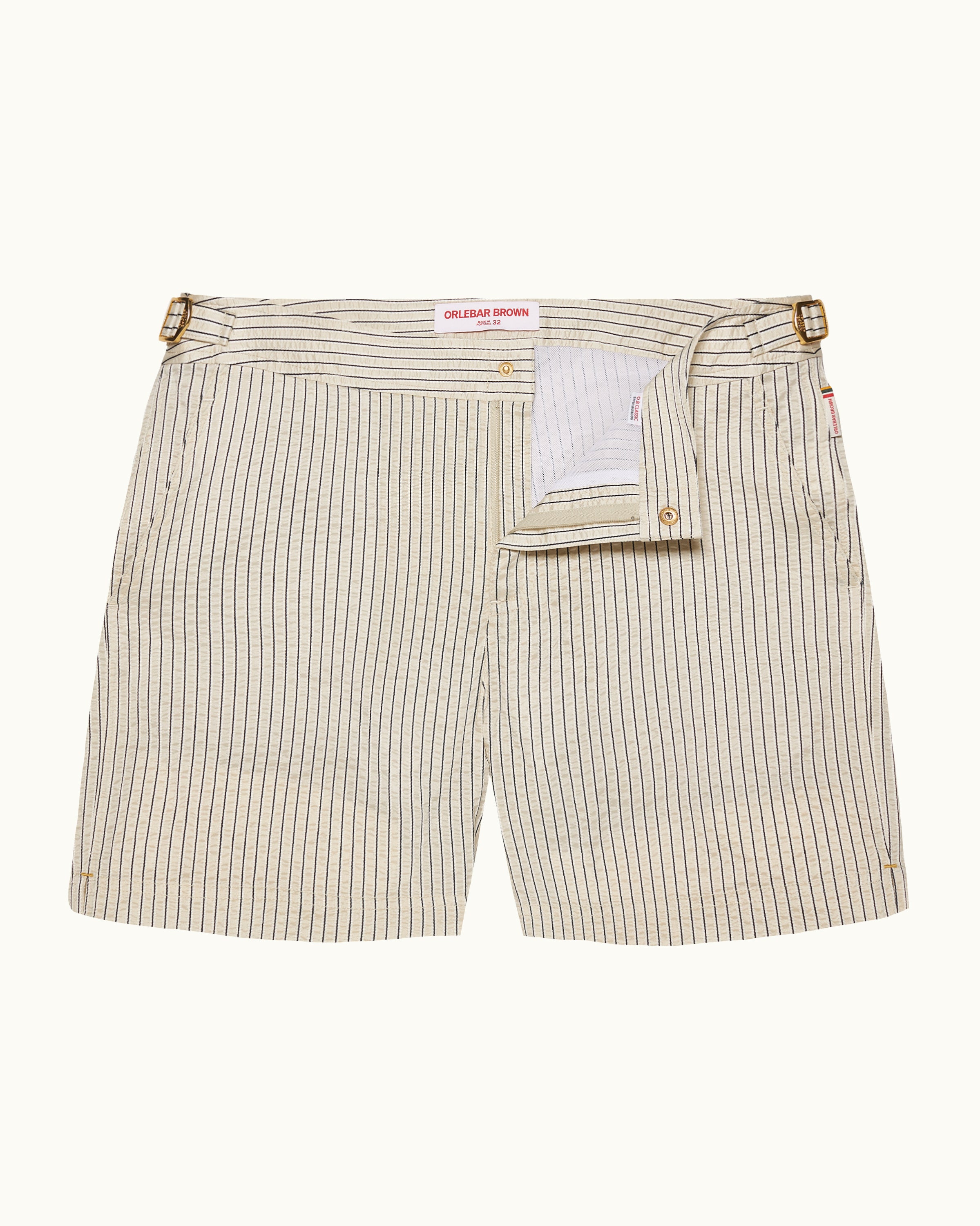 Mens Beige Stripe Swim Shorts | Tailored Nautical Look – ORLEBAR BROWN