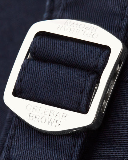 Bulldog Cotton Twill - Mens Navy Mid-Length Shorts Buckle Detail View