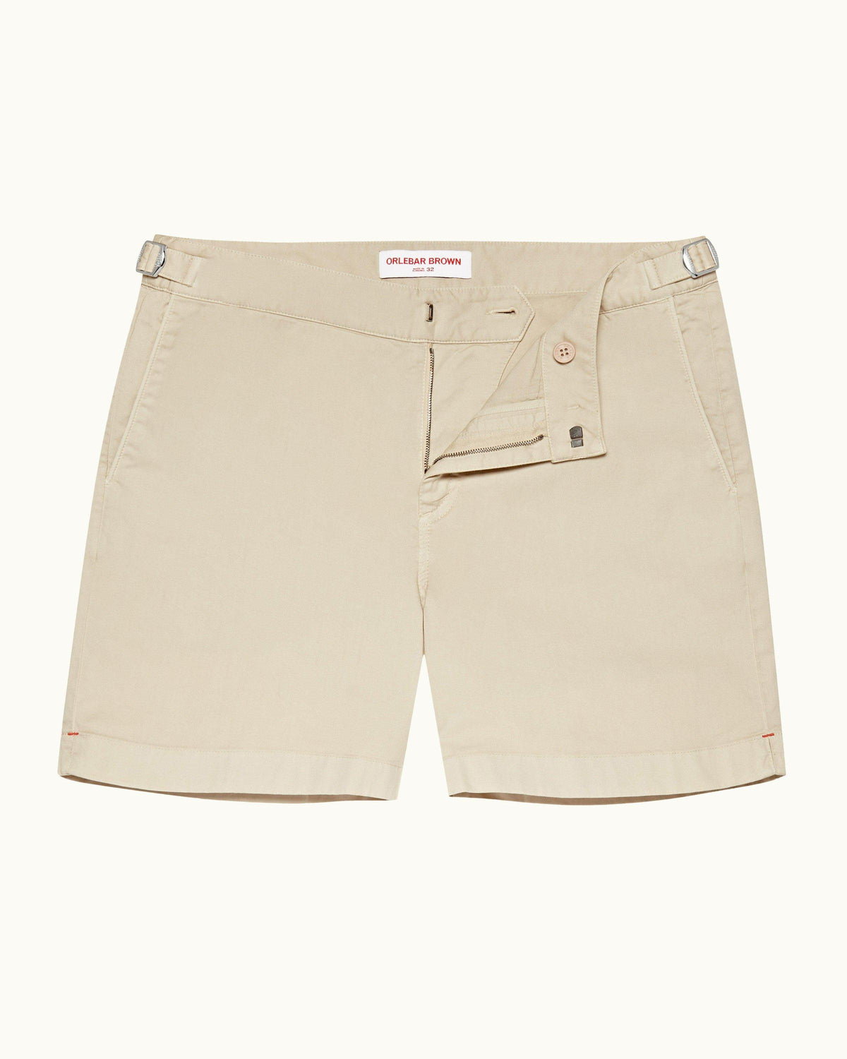 Bulldog Cotton Twill - Mens Oatmeal Mid-Length Cotton Twill Shorts Front View