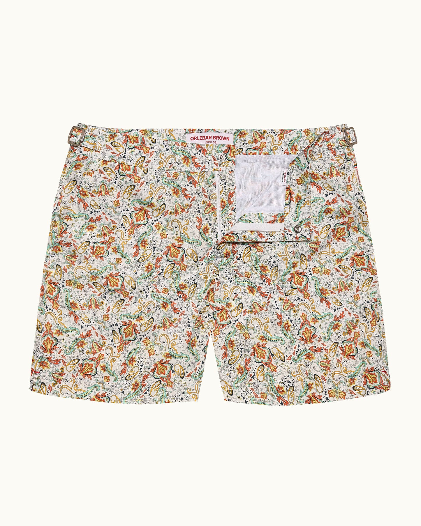 Floral patterned shorts on a white background