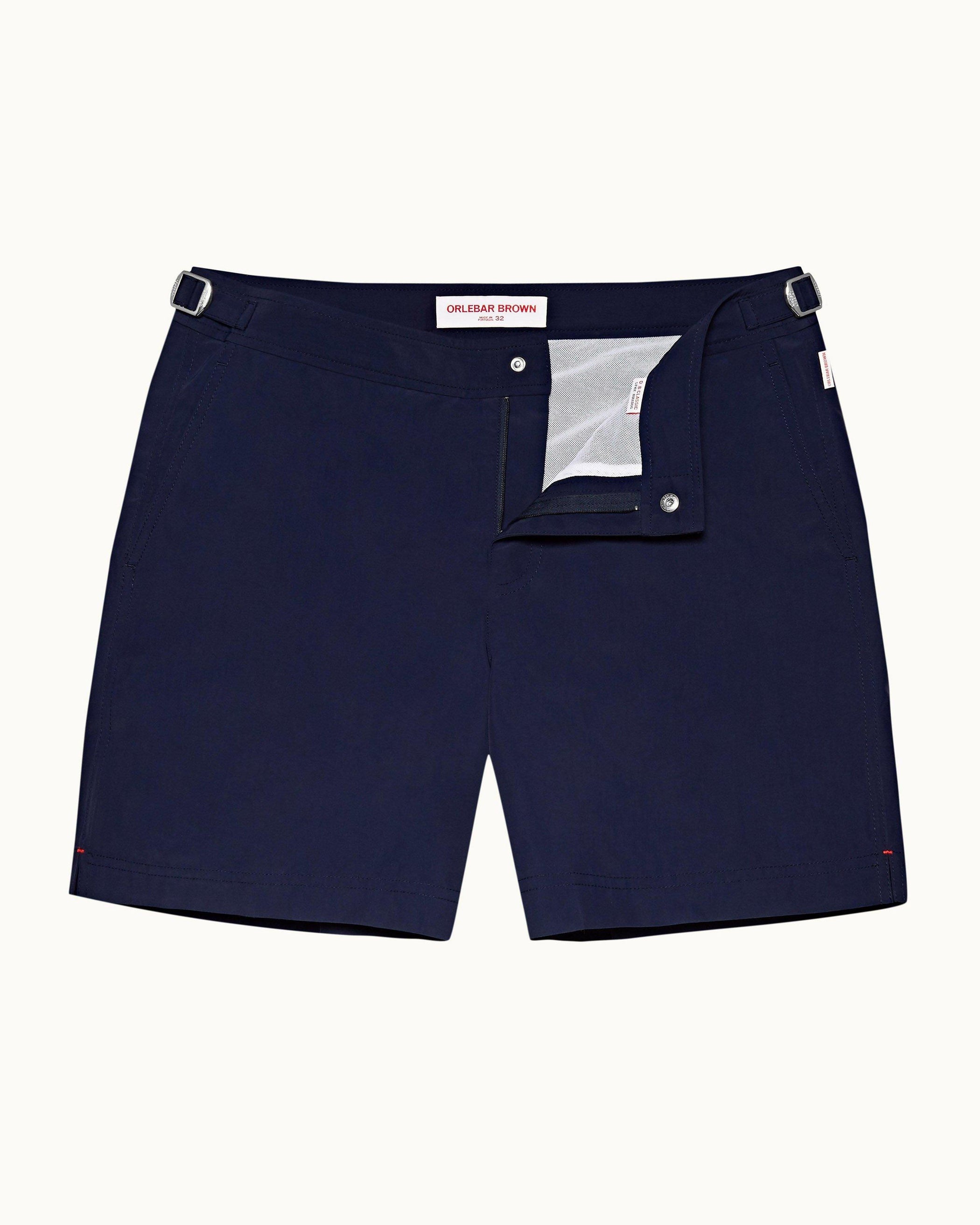 Bulldog - Mens Navy Mid-Length Swim Shorts Front View