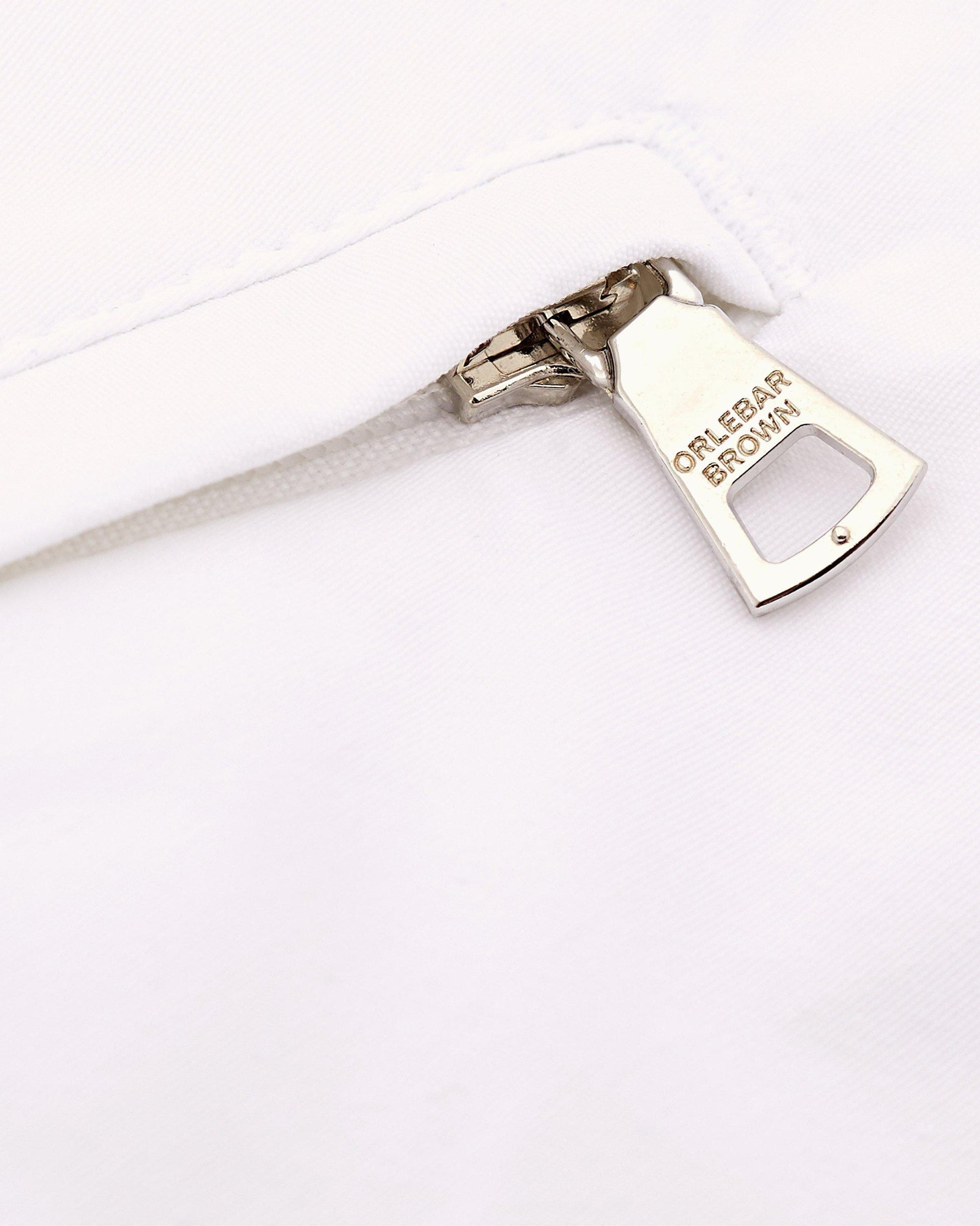 Bulldog - Mens White Mid-Length Swim Shorts Zip Detail