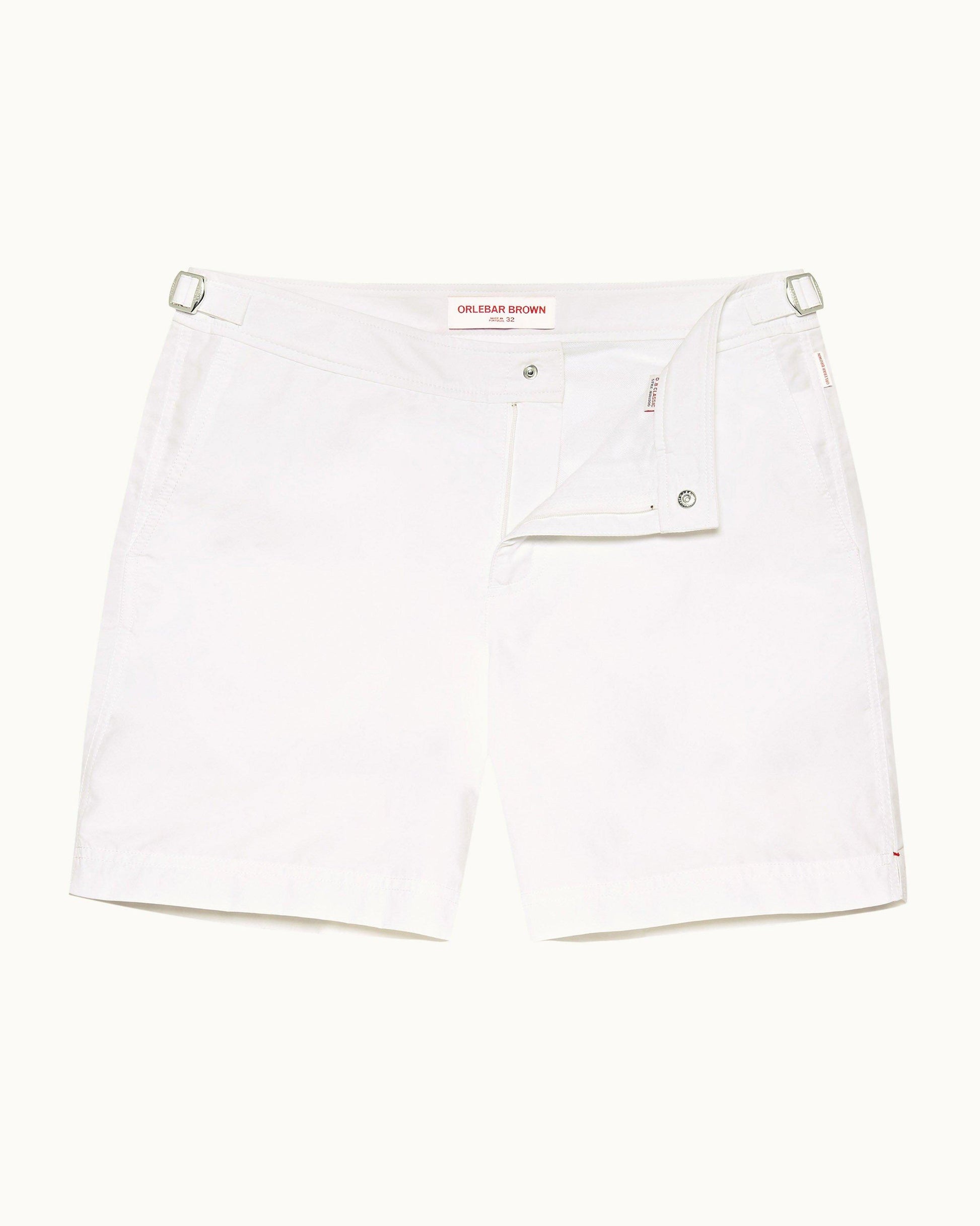 Bulldog - Mens White Mid-Length Swim Shorts Front View