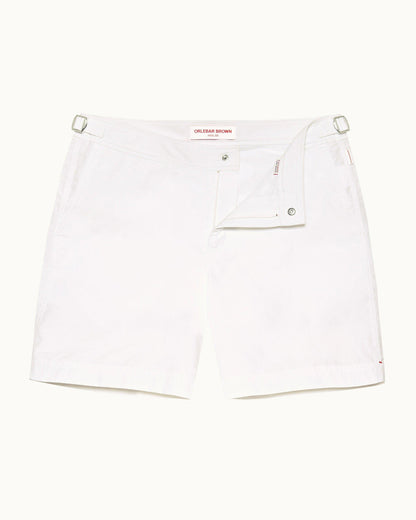 Bulldog - Mens White Mid-Length Swim Shorts Front View