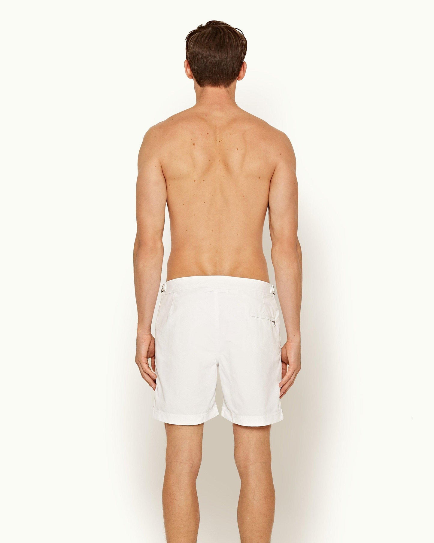 Bulldog - Mens White Mid-Length Swim Shorts Back Model View