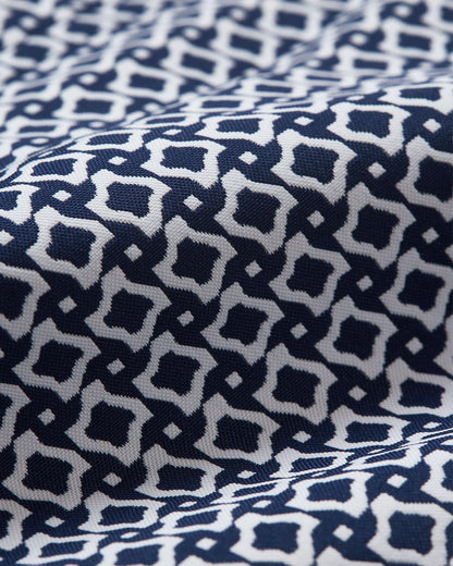 Bulldog - Night Iris/White Sand Jacquard Geometric Mid-Length Swim Shorts Detail Ott