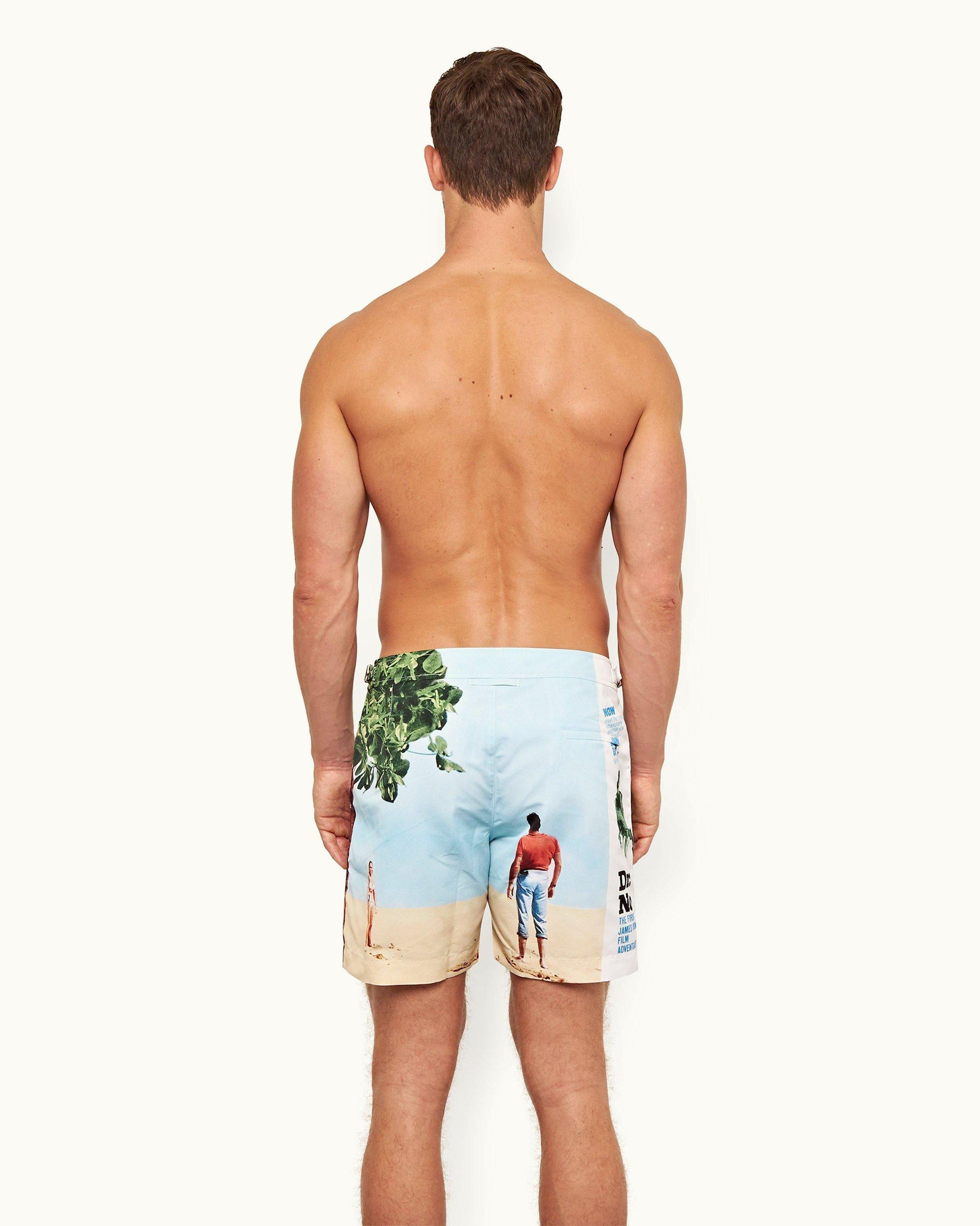 Bulldog - Mens 007 Dr. No Mid-Length Swim Shorts Back Model View