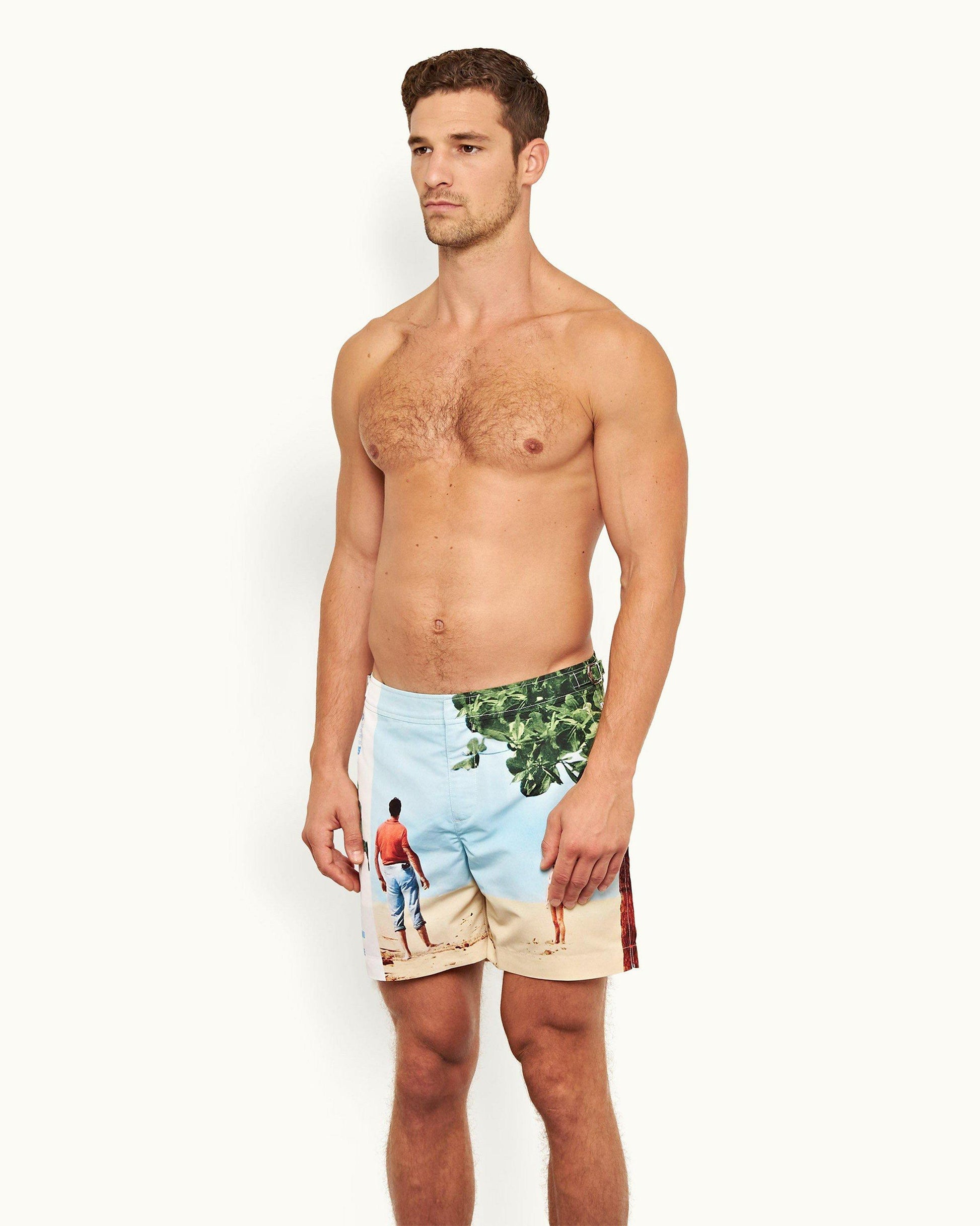 Bulldog - Mens 007 Dr. No Mid-Length Swim Shorts Left Angle Model View