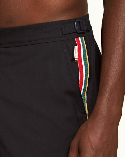 Bulldog Merino - Mens Mid-Length Ob Tape Merino Swim Shorts In Night Iris Blue Detail 1 View