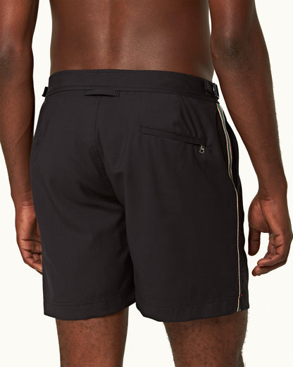 Bulldog Merino - Mens Mid-Length Ob Tape Merino Swim Shorts In Night Iris Blue Detail 2 View