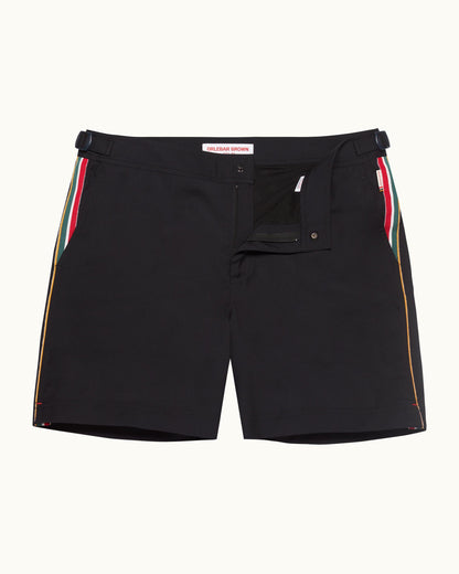 Bulldog Merino - Mens Mid-Length Ob Tape Merino Swim Shorts In Night Iris Blue Front View