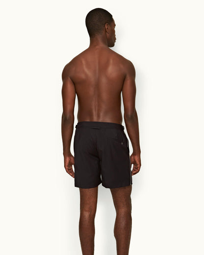 Bulldog Merino - Mens Mid-Length Ob Tape Merino Swim Shorts In Night Iris Blue Back Model View