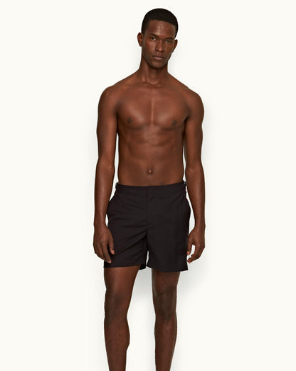 Bulldog Merino - Mens Mid-Length Ob Tape Merino Swim Shorts In Night Iris Blue Front Model View