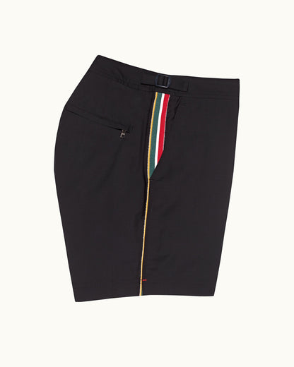 Bulldog Merino - Mens Mid-Length Ob Tape Merino Swim Shorts In Night Iris Blue Side View