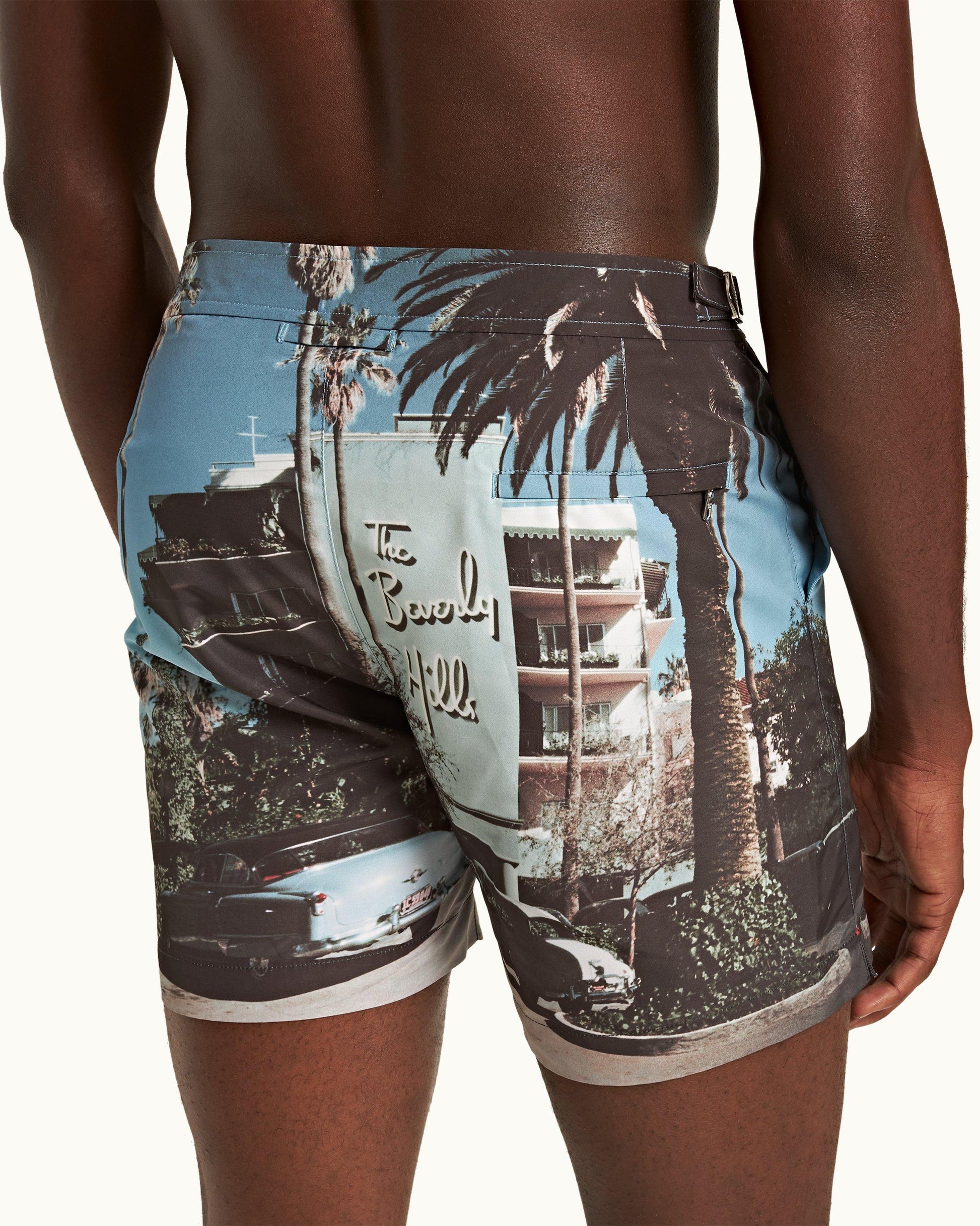 Bulldog - Mens Beverly Hills Photographic Print Mid-Length Swim Shorts Detail 2 View