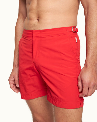 Bulldog - Mens Rescue Red Mid-Length Swim Shorts Detail View