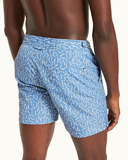 Bulldog - Mens Sedge Print Mid-Length Swim Shorts In Springfield Blue Detail 2 View