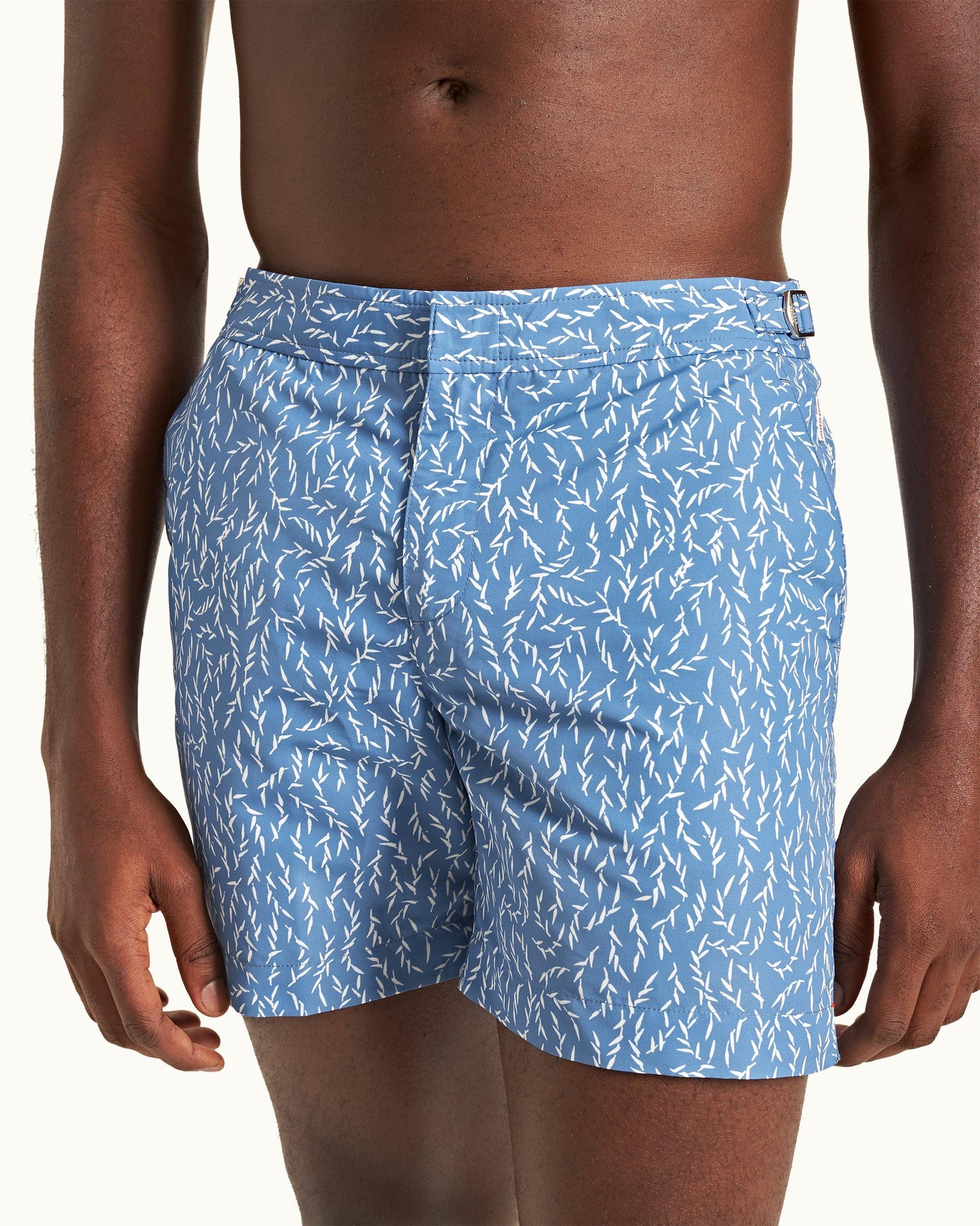 Bulldog - Mens Sedge Print Mid-Length Swim Shorts In Springfield Blue Detail View