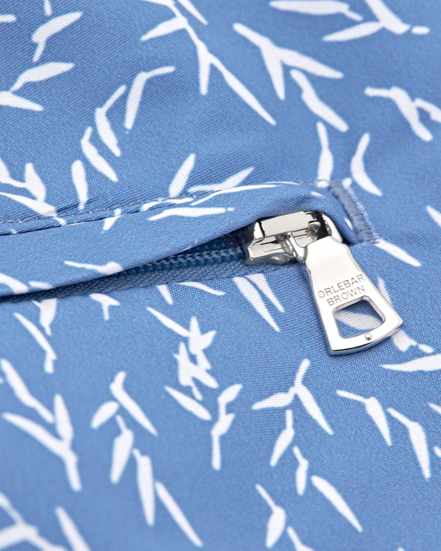 Bulldog - Mens Sedge Print Mid-Length Swim Shorts In Springfield Blue Zip Detail