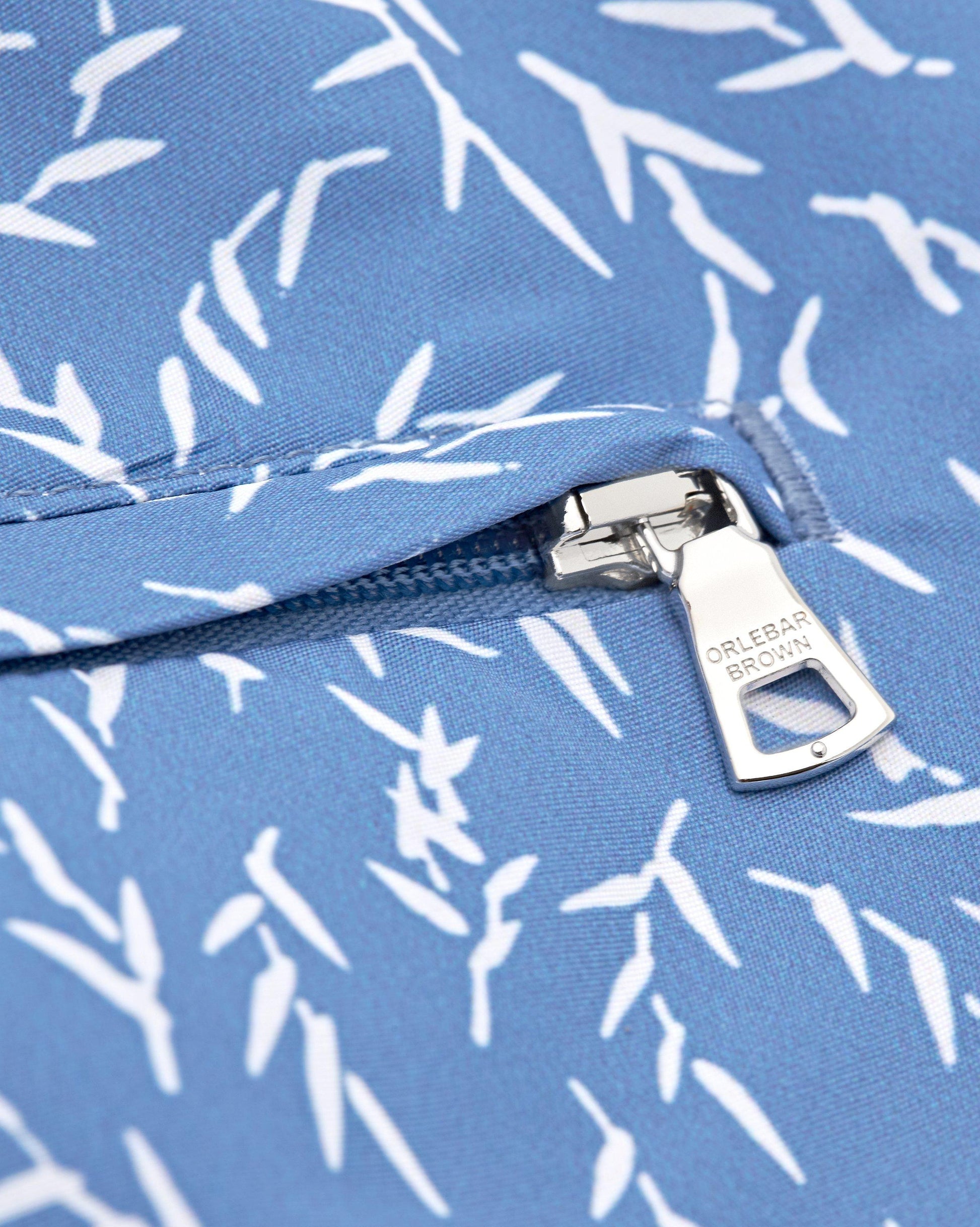 Bulldog - Mens Sedge Print Mid-Length Swim Shorts In Springfield Blue Zip Detail