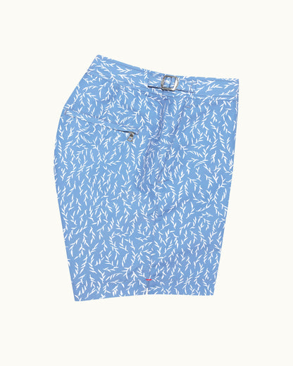 Bulldog - Mens Sedge Print Mid-Length Swim Shorts In Springfield Blue Side View