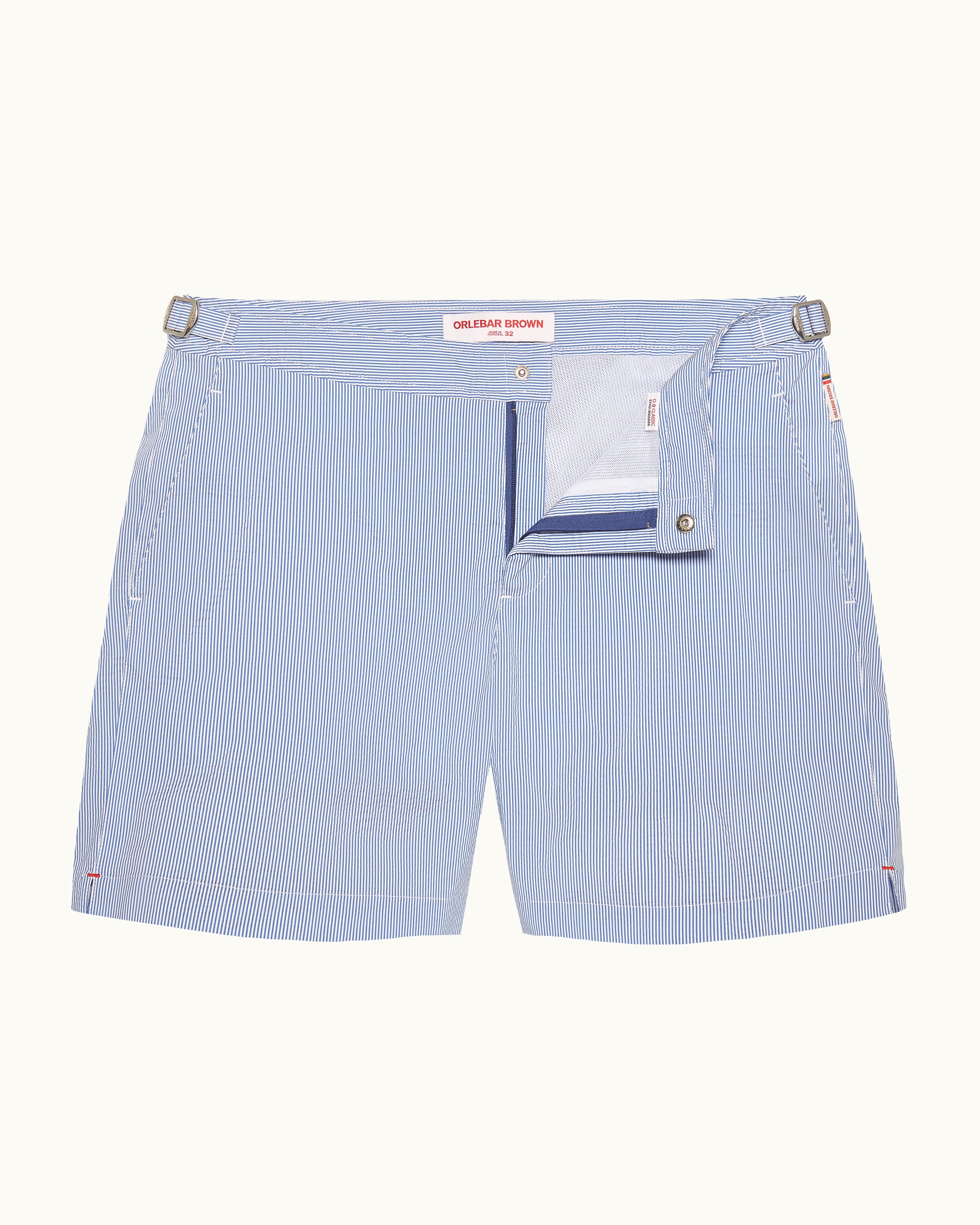 ORLEBAR BROWN スイムウェア Orlebar Brown | Men's Mid-Length Seersucker Stripe Swim Shorts in