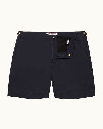 Bulldog Silk - Mid-Length Silk Swim Shorts in Night Iris Front View