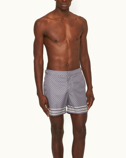 Bulldog - Taro Solmio Print Mid-Length Swim Shorts Model Front