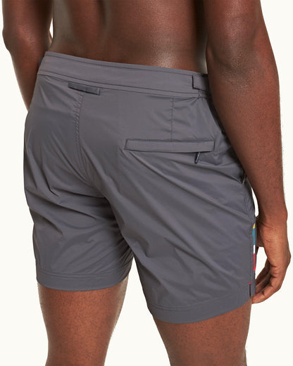 Bulldog Sport - Mens Mid-Length Swim Shorts In Piranha Grey Detail 2 View