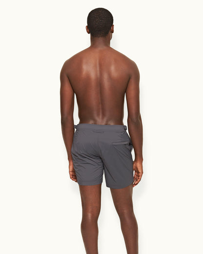 Bulldog Sport - Mens Mid-Length Swim Shorts In Piranha Grey Back Model View