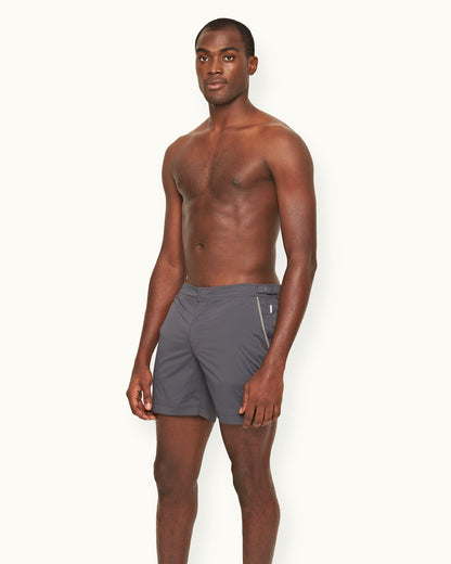 Bulldog Sport - Mens Mid-Length Swim Shorts In Piranha Grey Left Angle Model View