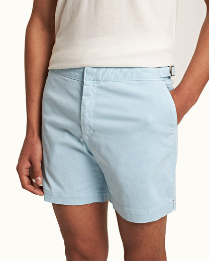 Bulldog Stretch-Cotton - Mens Island Sky Mid-Length Stretch-Cotton Shorts Detail View