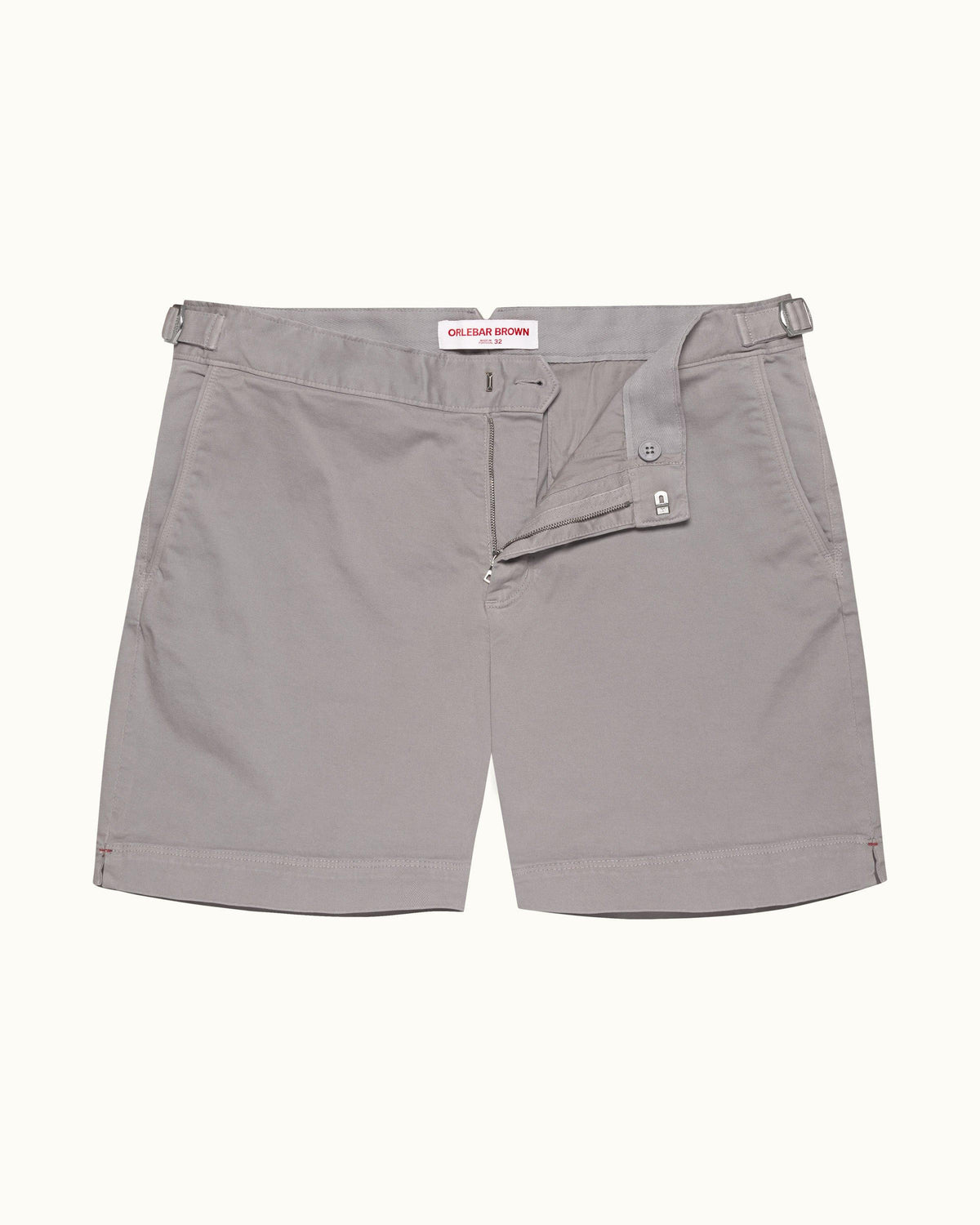 Bulldog Stretch-Cotton - Mens Powdered Slate Mid-Length Stretch-Cotton Shorts Front View