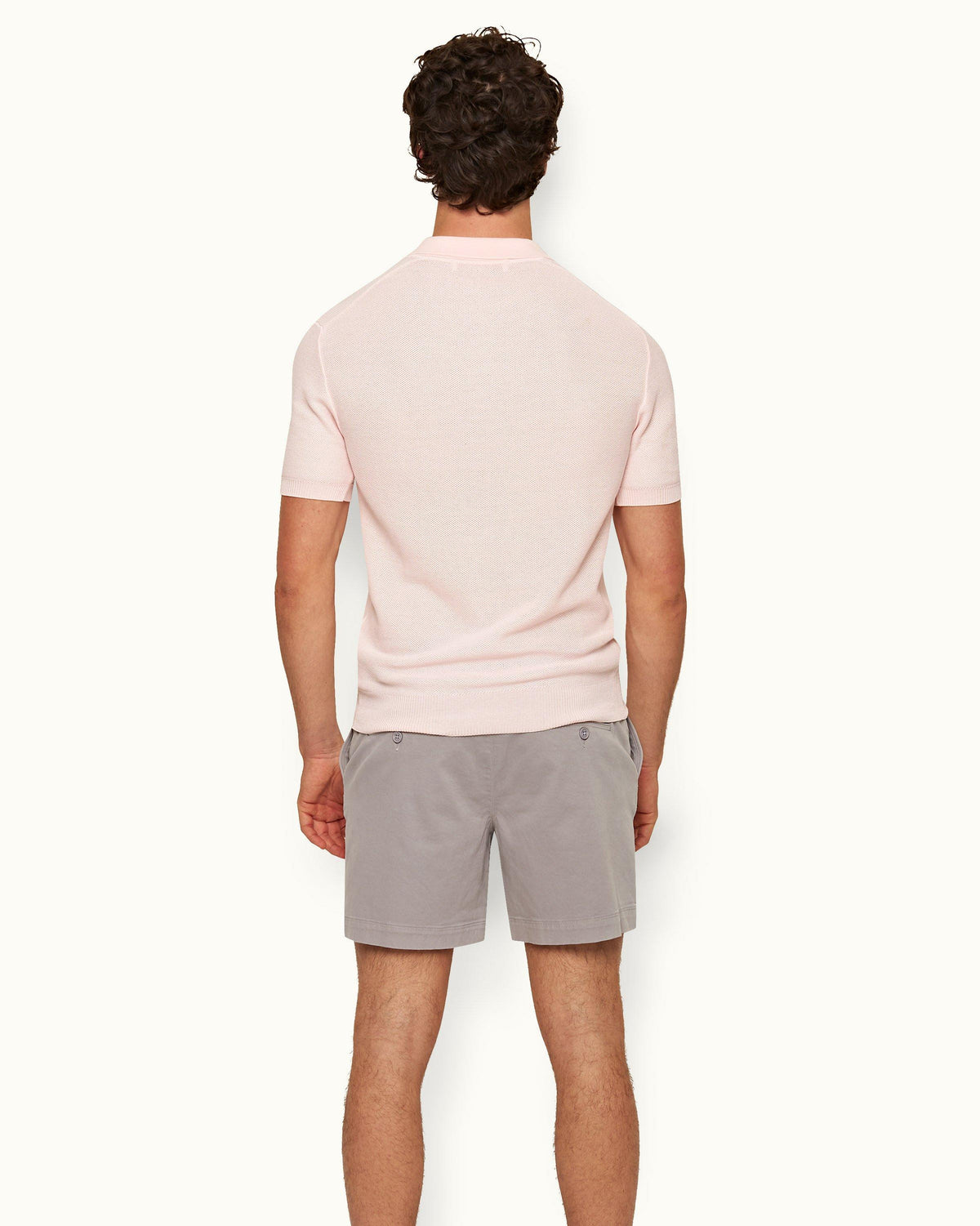 Bulldog Stretch-Cotton - Mens Powdered Slate Mid-Length Stretch-Cotton Shorts Back Model View