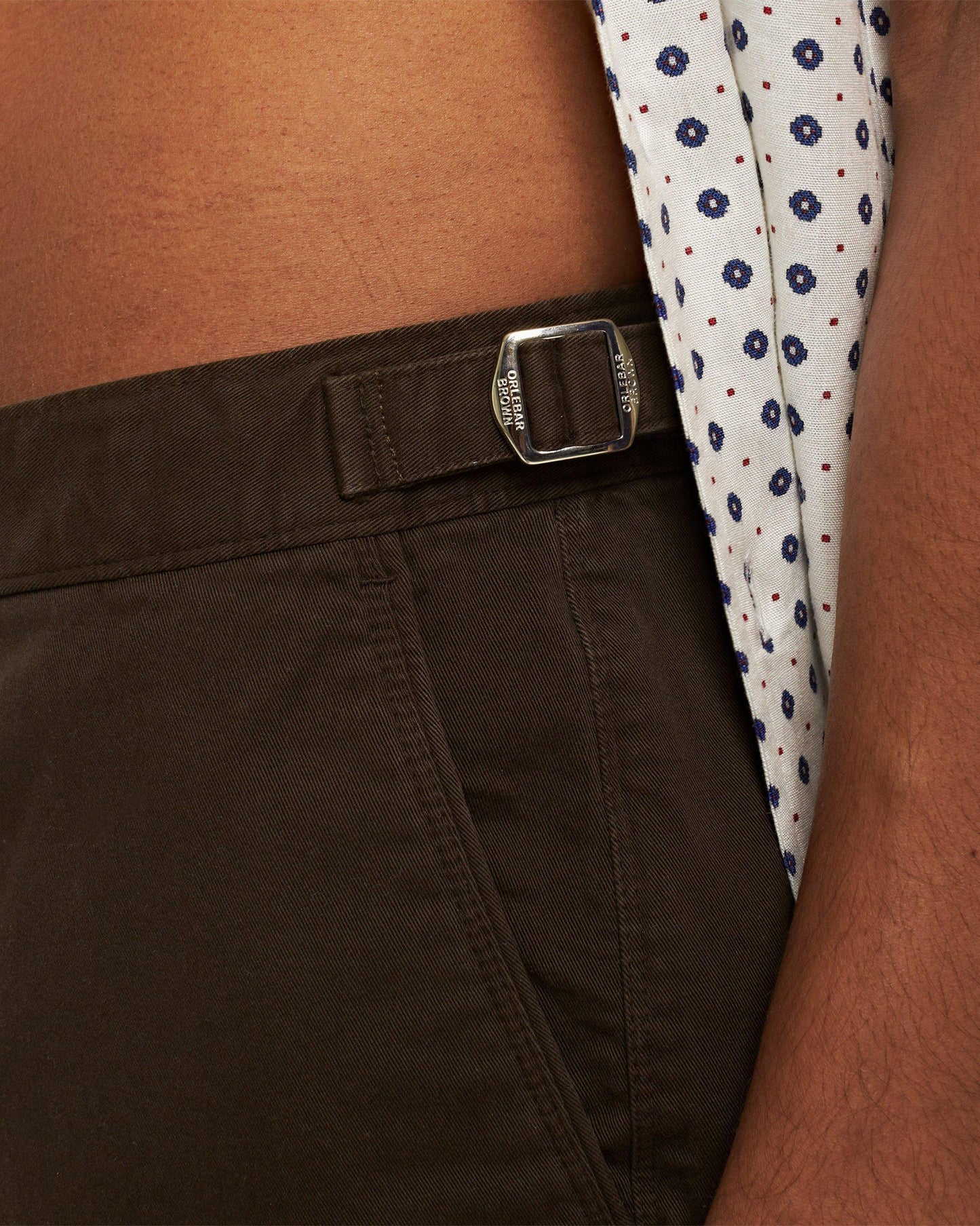 Bulldog Stretch-Cotton - Mens Truffle Mid-Length Stretch-Cotton Shorts Detail View