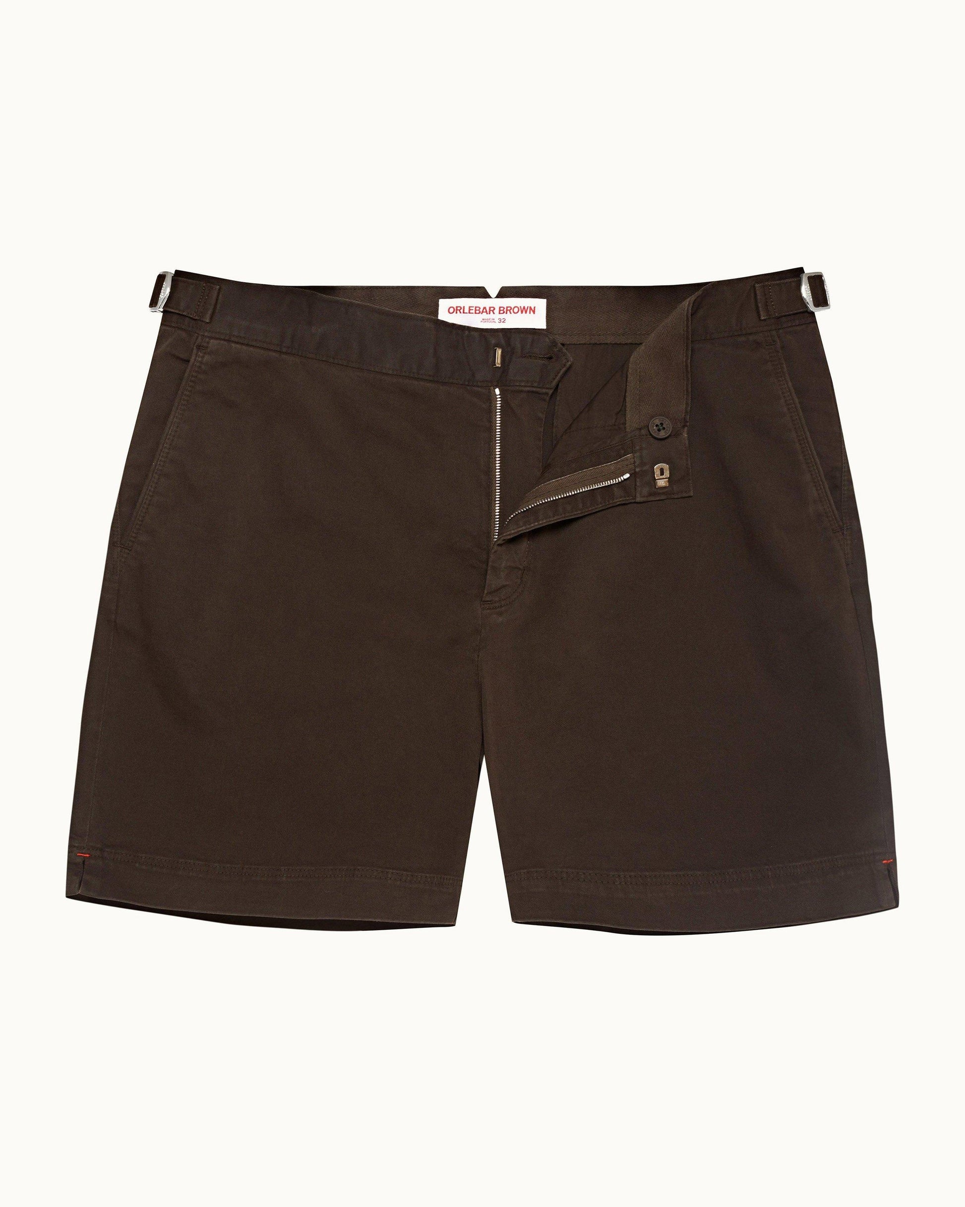 Bulldog Stretch-Cotton - Mens Truffle Mid-Length Stretch-Cotton Shorts Front View