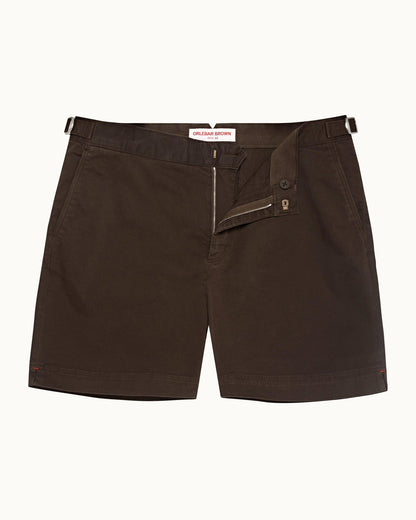 Bulldog Stretch-Cotton - Mens Truffle Mid-Length Stretch-Cotton Shorts Front View