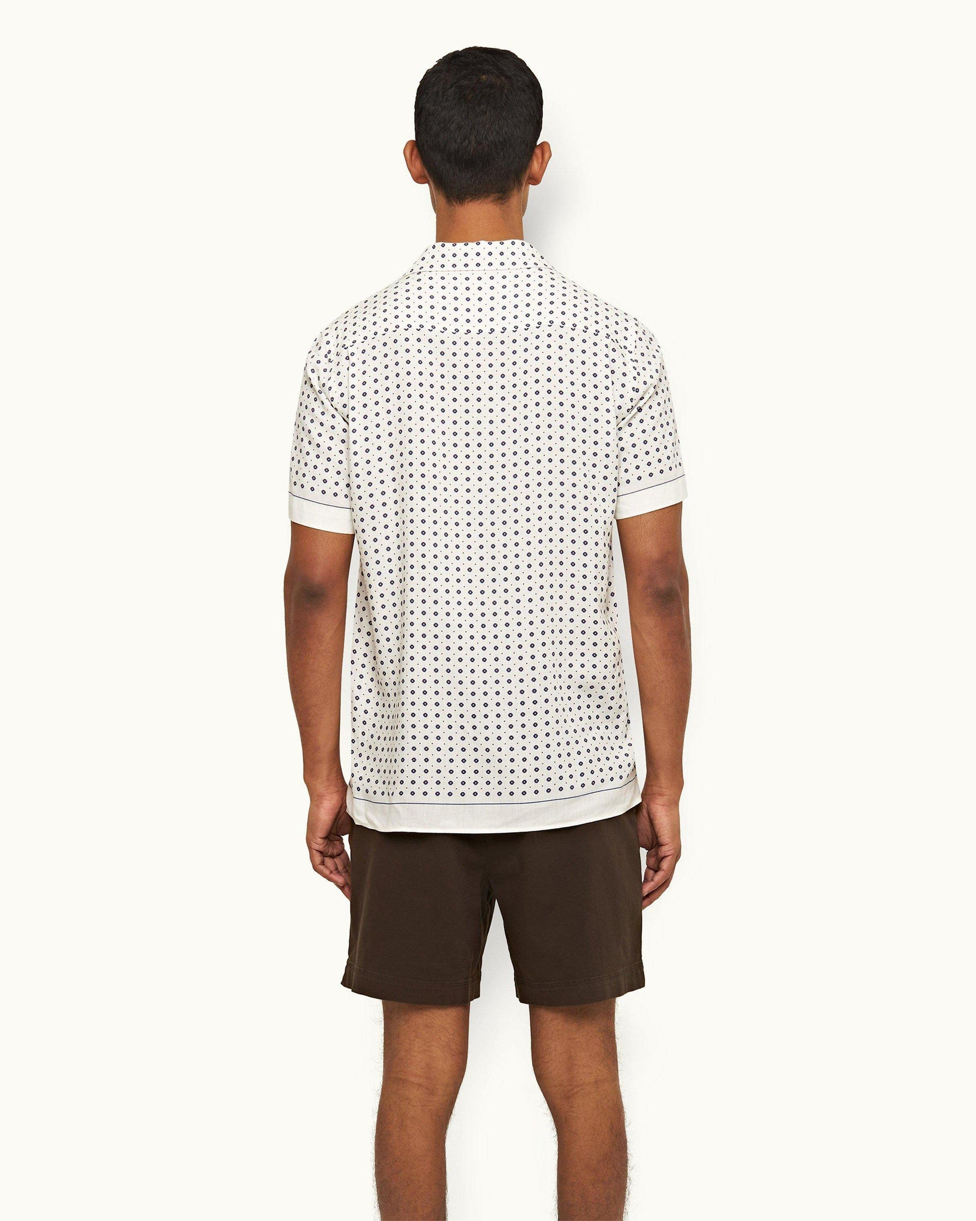 Bulldog Stretch-Cotton - Mens Truffle Mid-Length Stretch-Cotton Shorts Back Model View