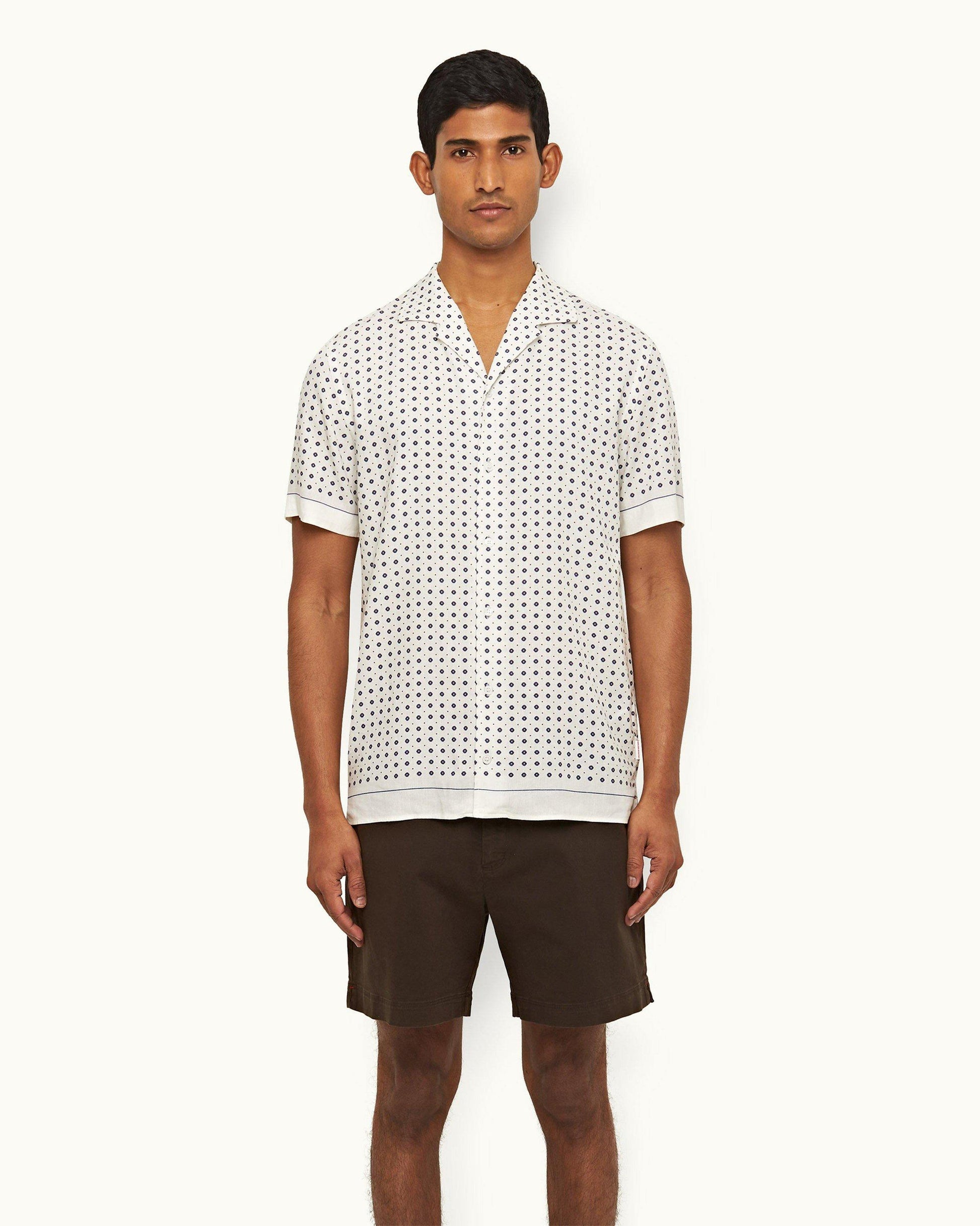 Bulldog Stretch-Cotton - Mens Truffle Mid-Length Stretch-Cotton Shorts Front Model View