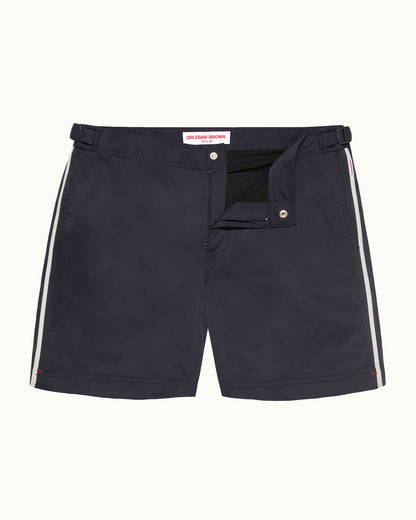 Bulldog Stretch - Mid-Length Stretch Swim Shorts In Night Iris Blue Front View