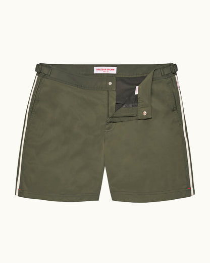 Bulldog Stretch - Palm Mid-Length Stretch Swim Shorts Front View