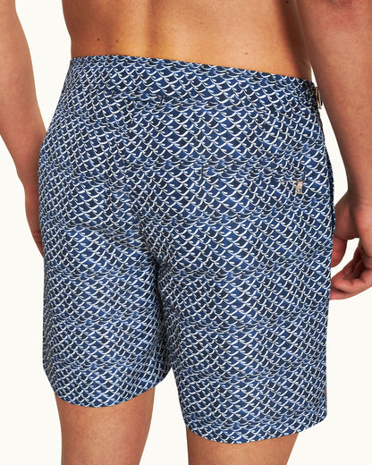 Bulldog - Azul Blue Wave Print Mid-Length Swim Shorts Detail 2