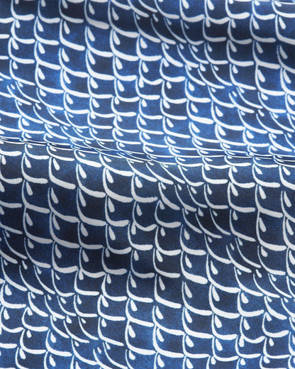 Bulldog - Azul Blue Wave Print Mid-Length Swim Shorts Detail Ott